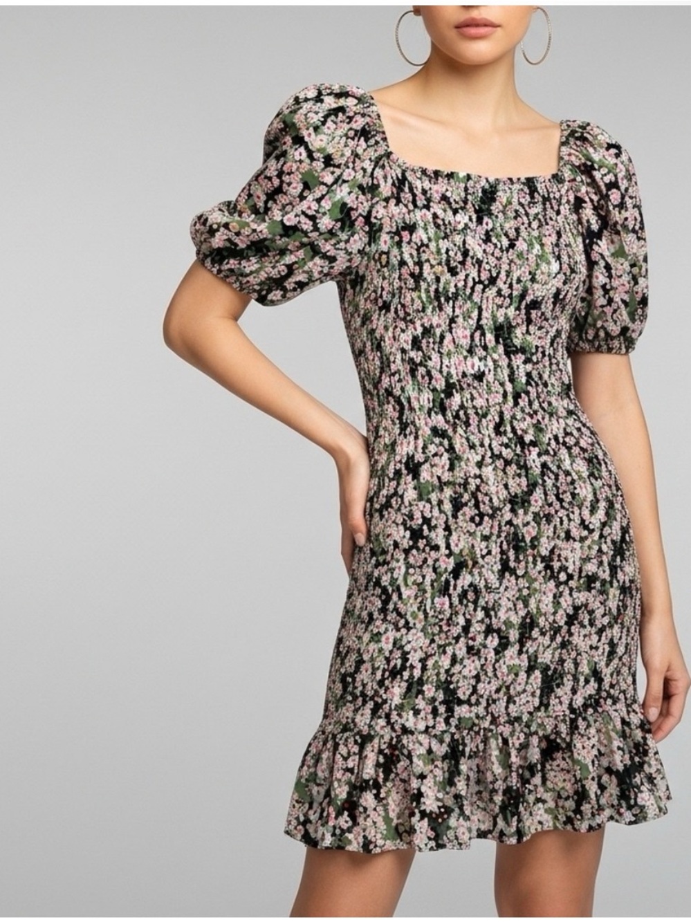 NEVER FULLY DRESSED Smocked Floral Mini Dress Cottagecore Soft Girl Coquette 8